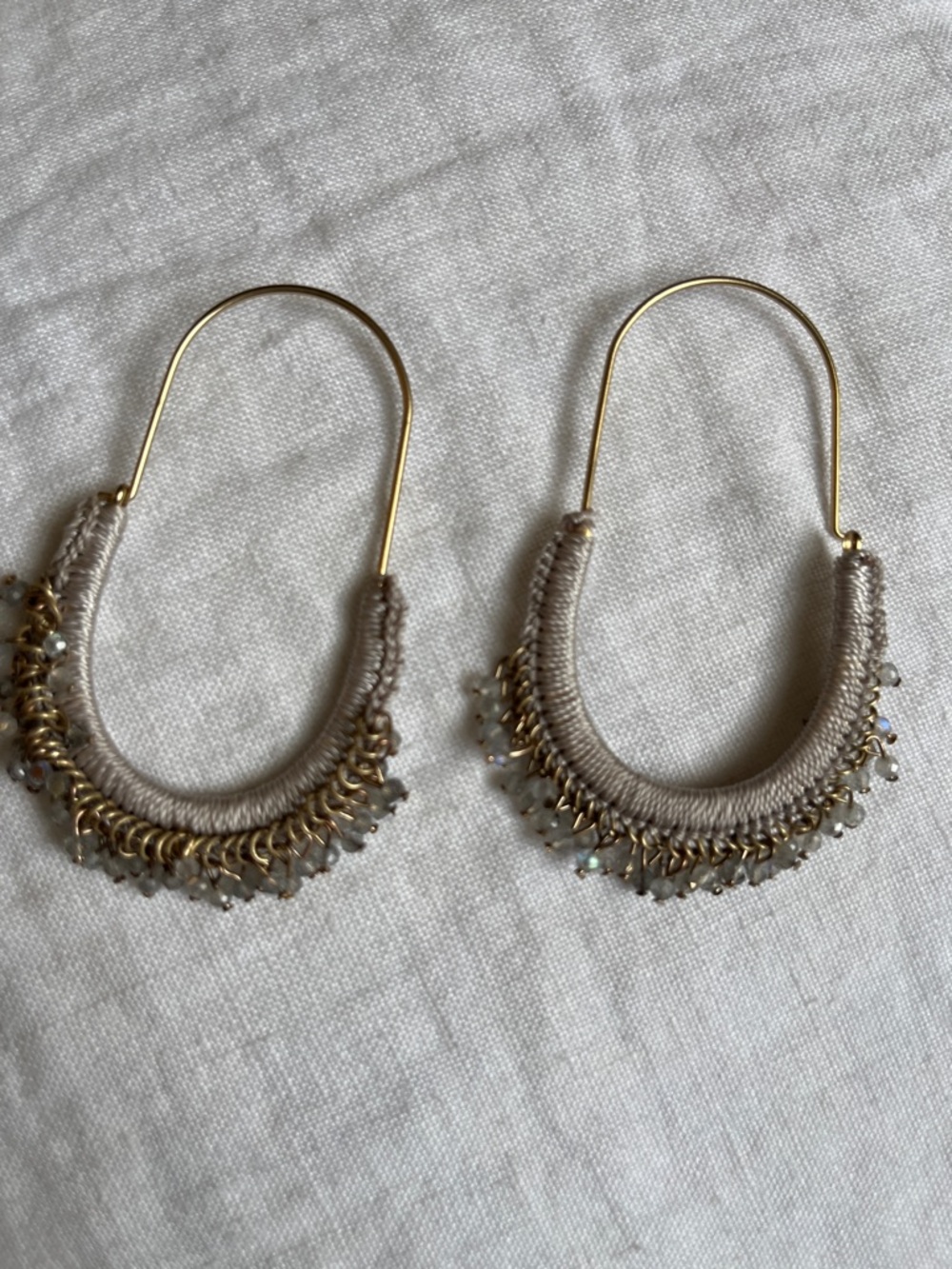 Taupe and Gold Hoop Earrings